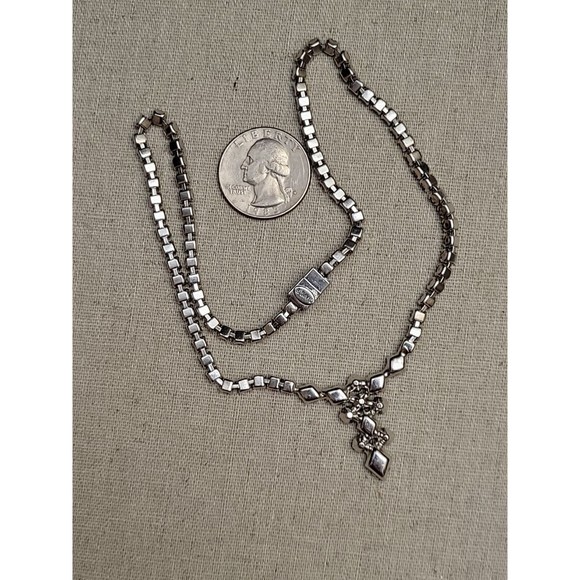 Vintage B. DAVID Clear Diamond Cut Rhinestone Necklace Art Deco Designer Signed - Picture 8 of 8